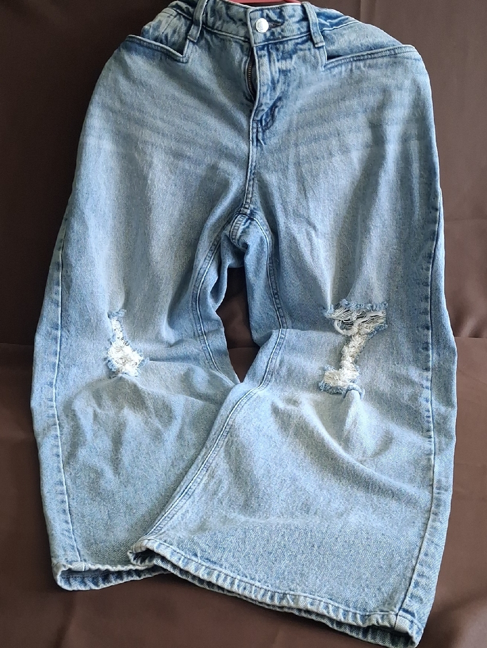 Light Wash Distressed Wide Leg Jeans
